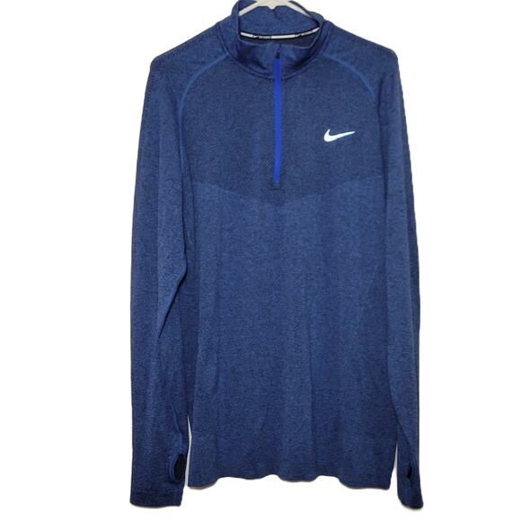 Nike Men's 1/4 Zip Running Tech Long Sleeve Dri-Fit Shirt Size‎ XL Blue - Picture 1 of 11